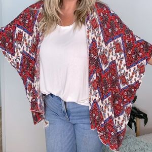 Gauzy printed kimono